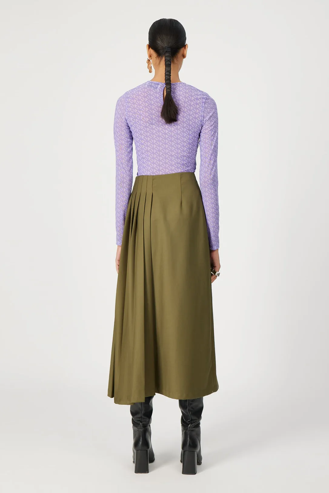 olive midi skirt
