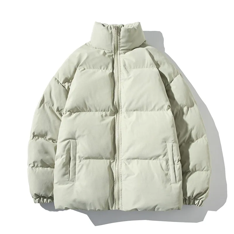 Parkas Thicken Warm Coat Stand Collar Jackets Solid Color Winter Fashion New Streetwear
