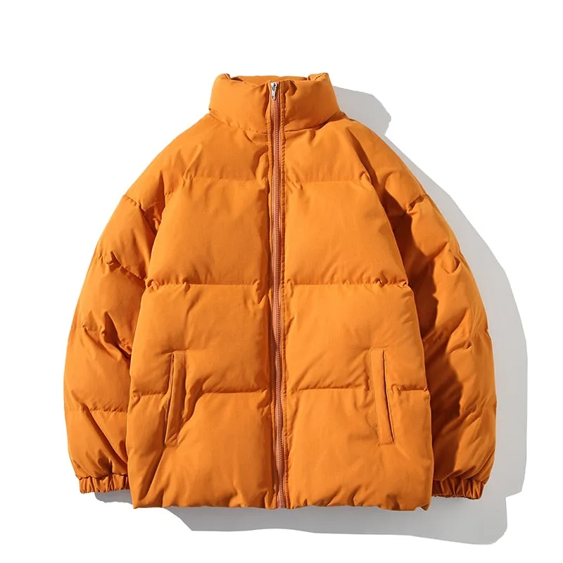 Parkas Thicken Warm Coat Stand Collar Jackets Solid Color Winter Fashion New Streetwear