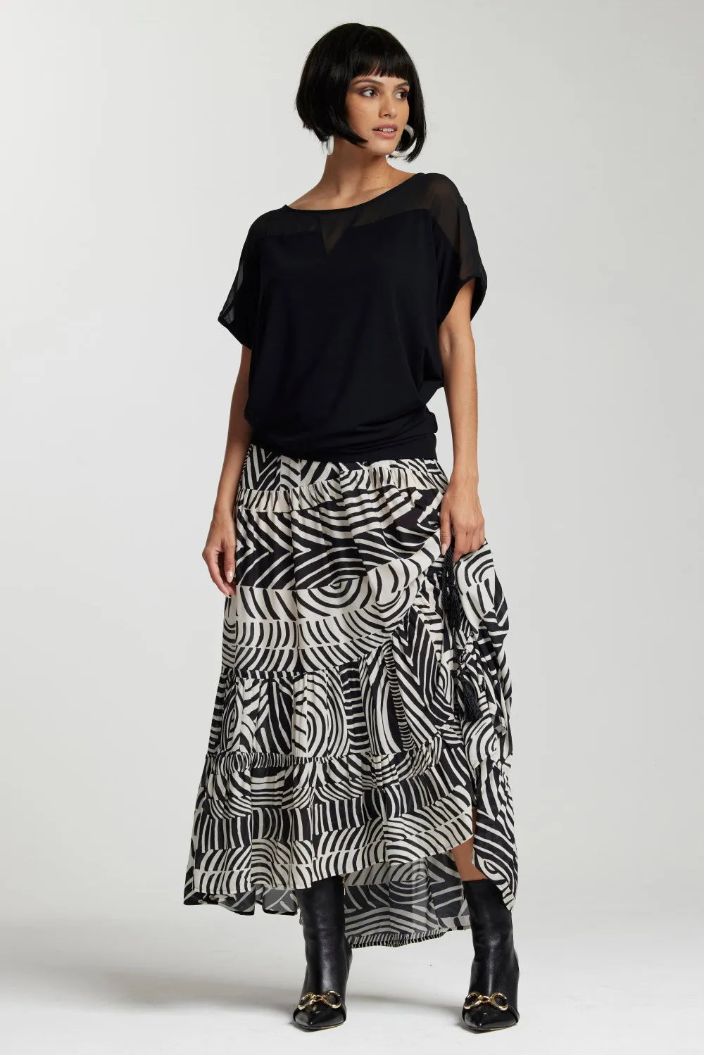 Paula Ryan Layered Skirt - Herringbone