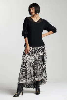 Paula Ryan Layered Skirt - Herringbone
