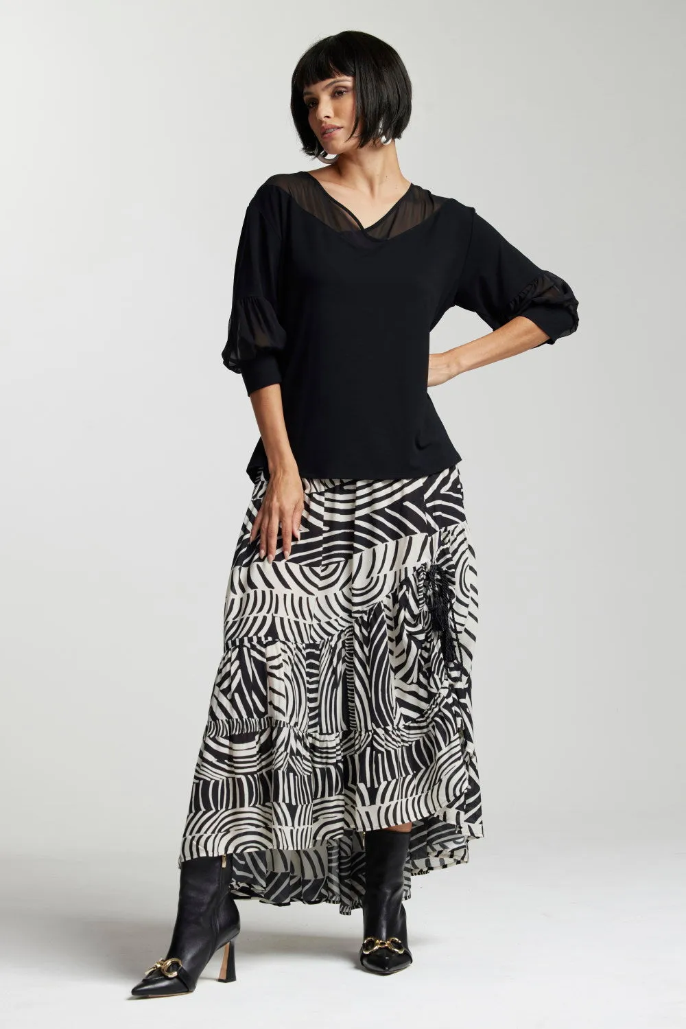 Paula Ryan Layered Skirt - Herringbone