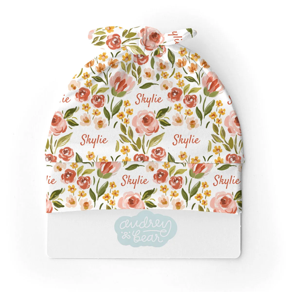 Personalized  Swaddle & Hat Set | Spring Tulip