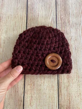 Red wine button beanie baby hat