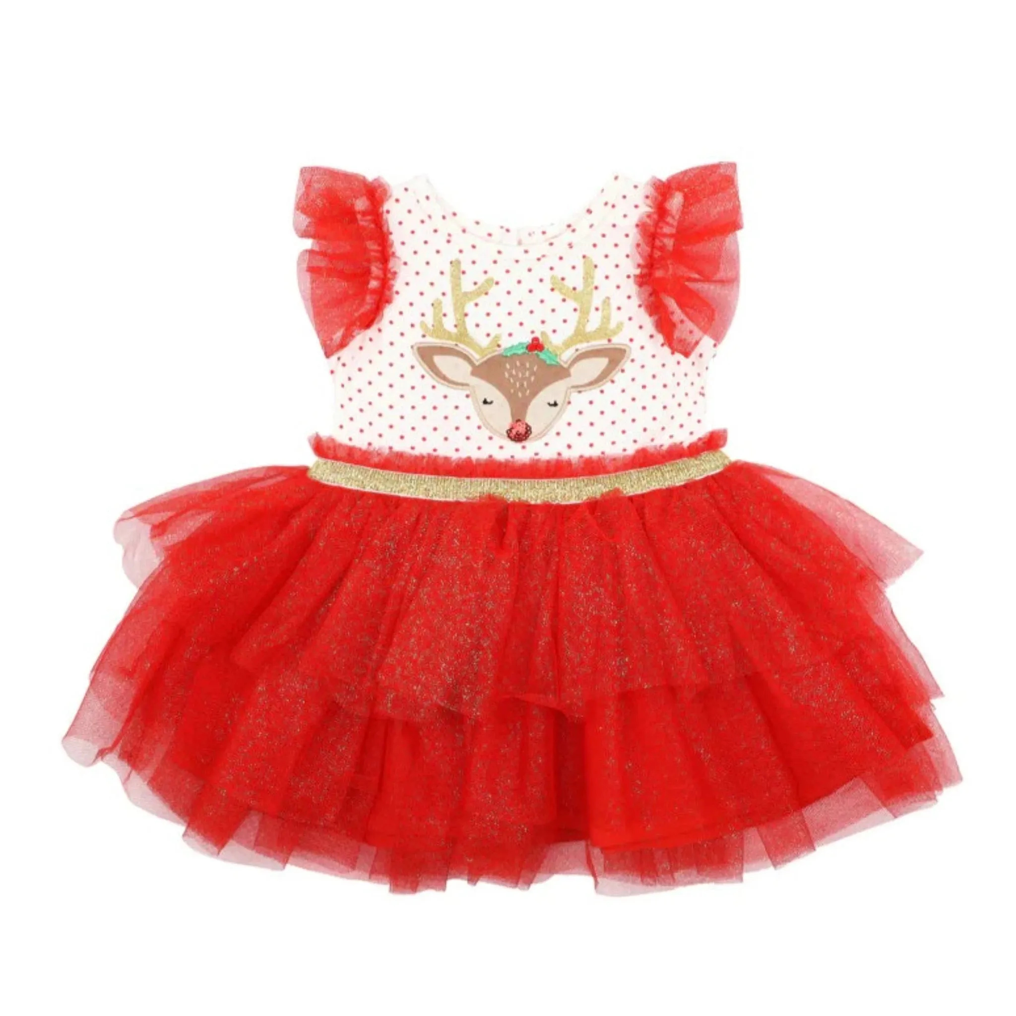 Reindeer Dress with Layered Skirt