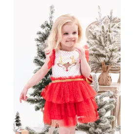 Reindeer Dress with Layered Skirt