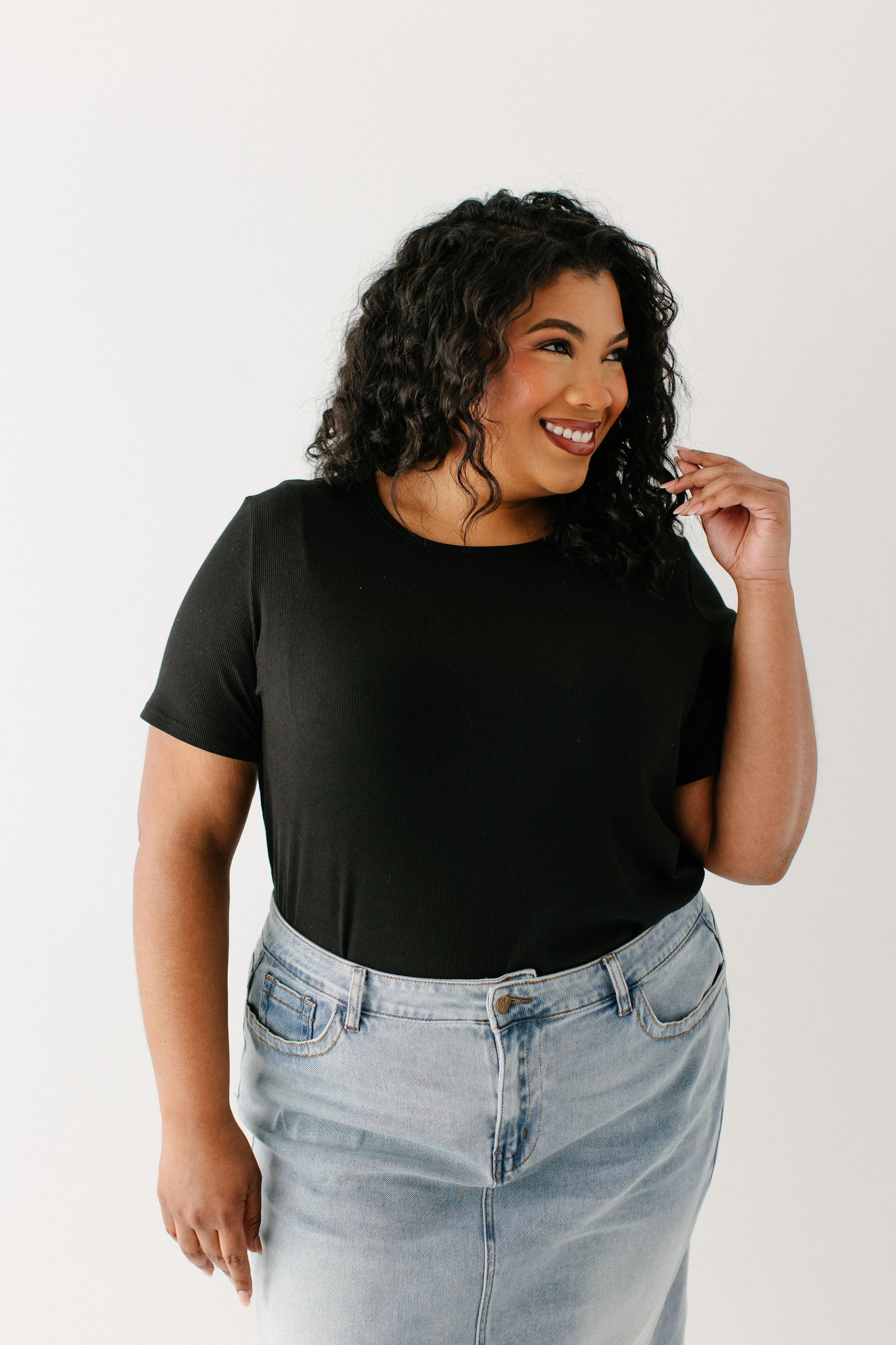 'Shelly' Bamboo Blend Ribbed Tee