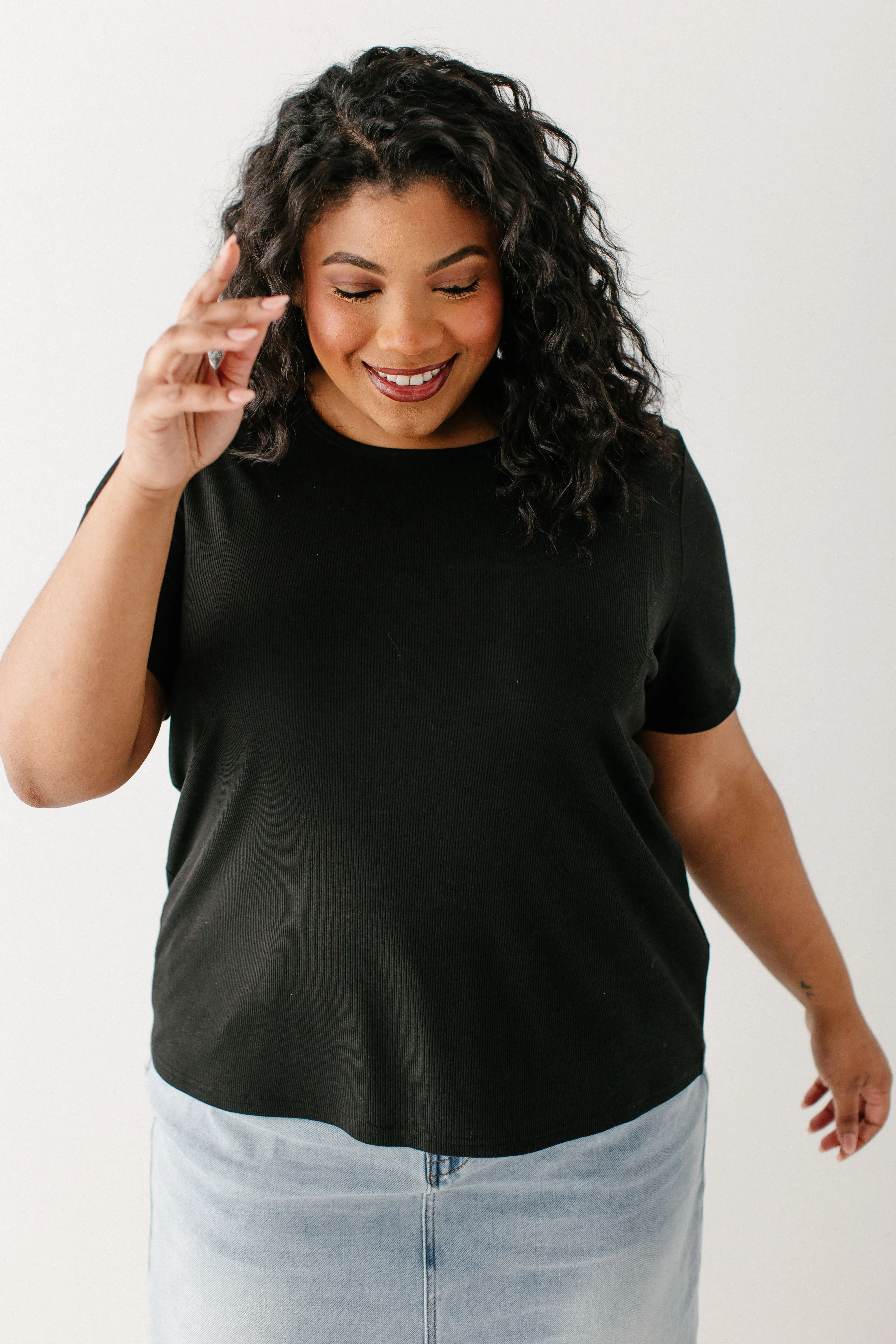 'Shelly' Bamboo Blend Ribbed Tee