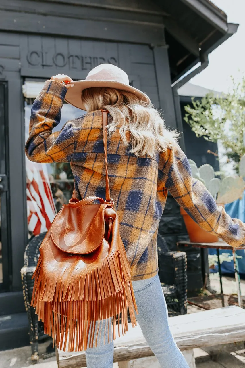 Sundance Navy & Orange Plaid Shacket - FINAL SALE