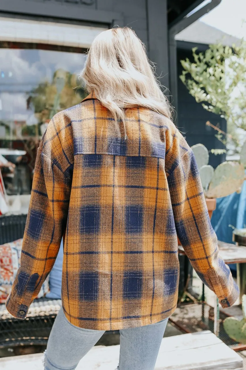 Sundance Navy & Orange Plaid Shacket - FINAL SALE