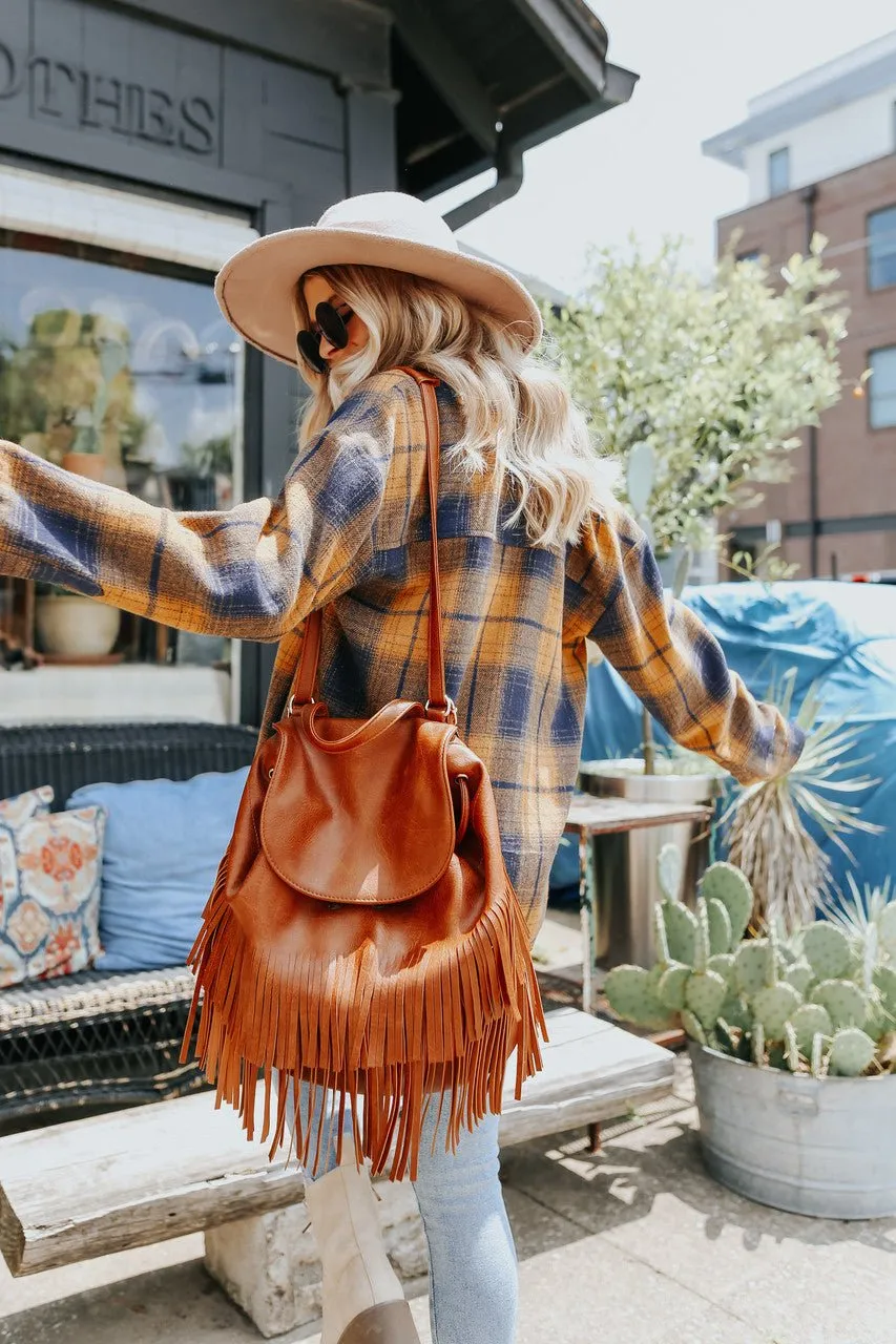 Sundance Navy & Orange Plaid Shacket - FINAL SALE