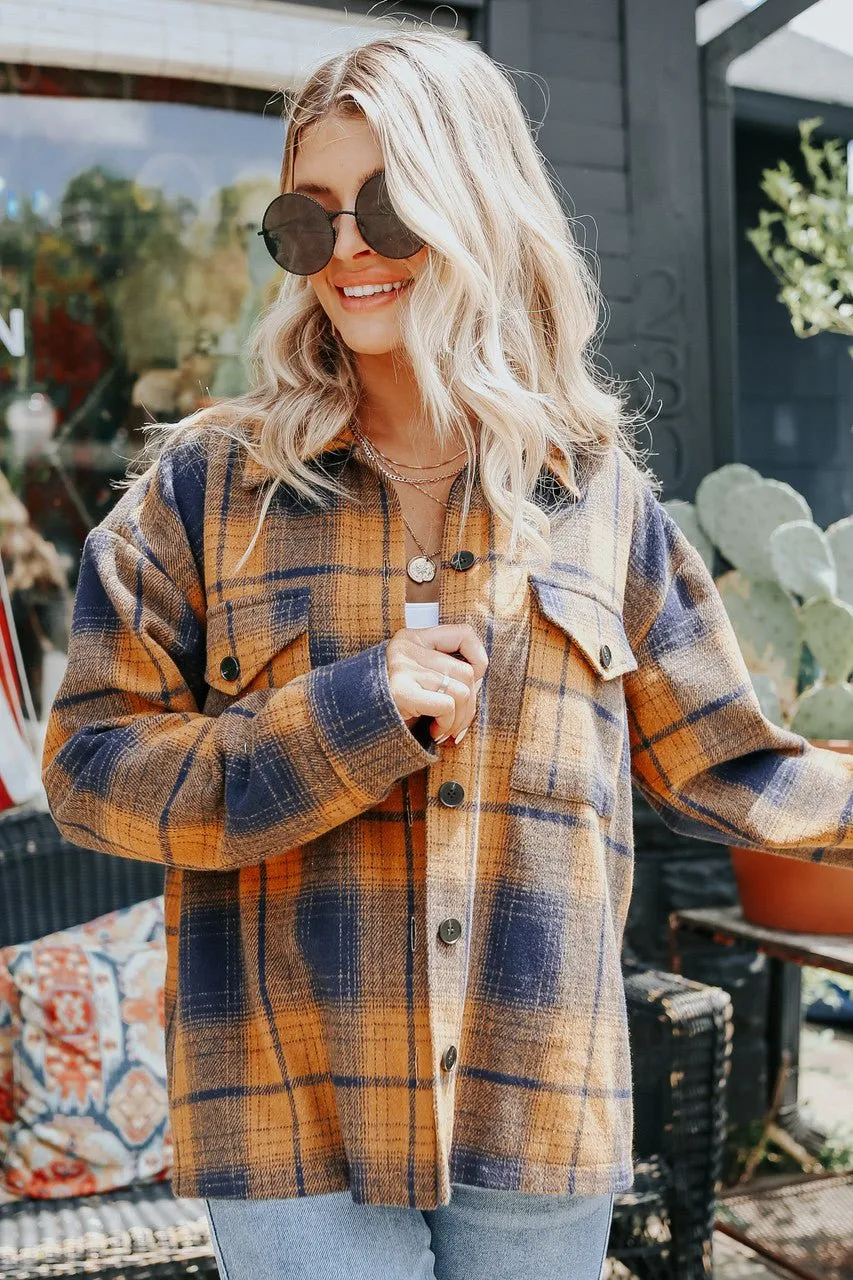 Sundance Navy & Orange Plaid Shacket - FINAL SALE