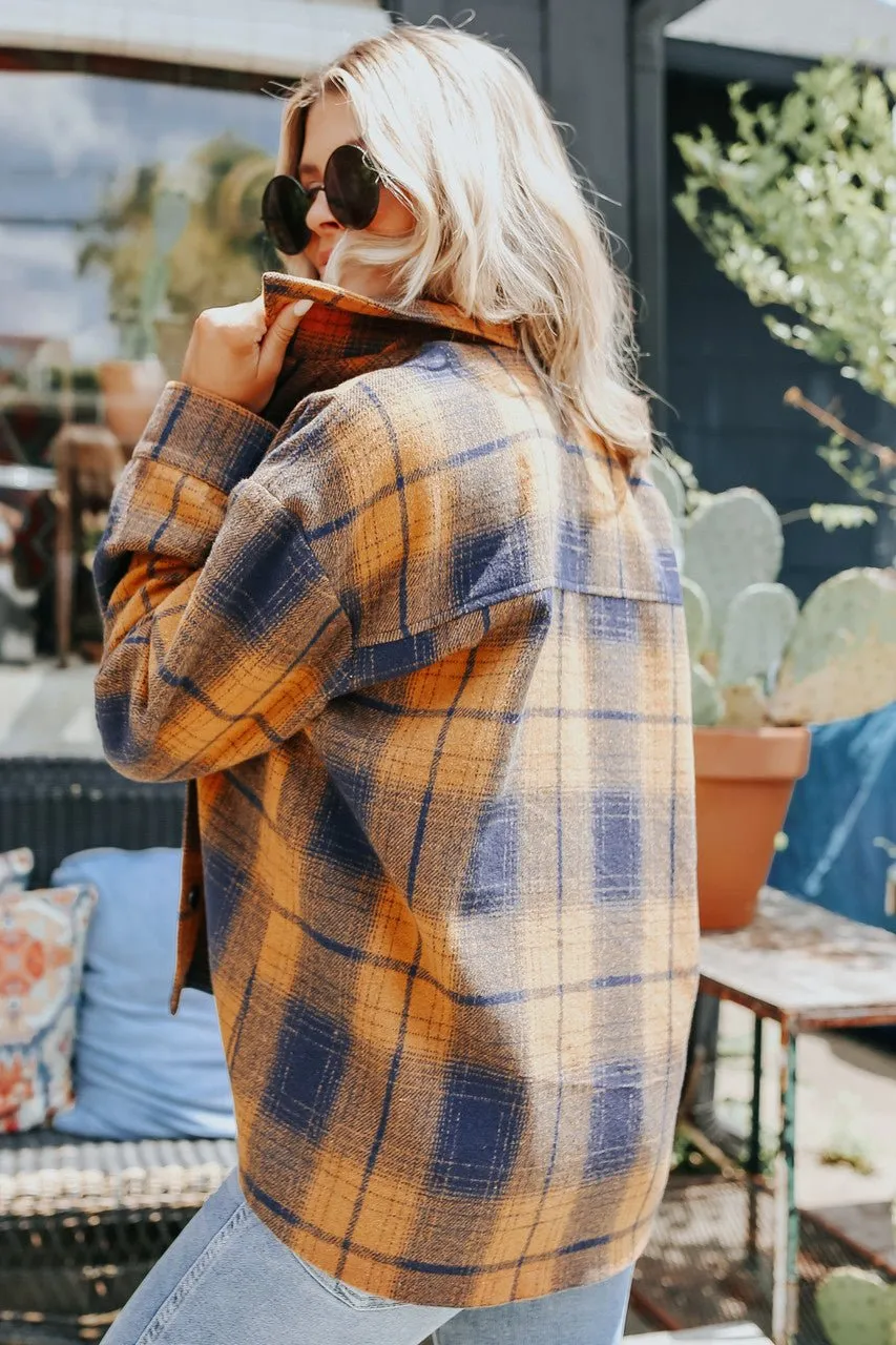 Sundance Navy & Orange Plaid Shacket - FINAL SALE