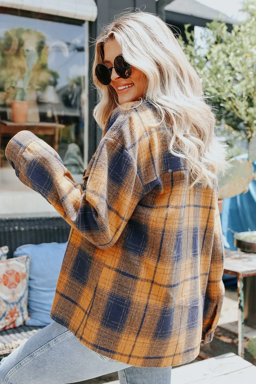 Sundance Navy & Orange Plaid Shacket - FINAL SALE