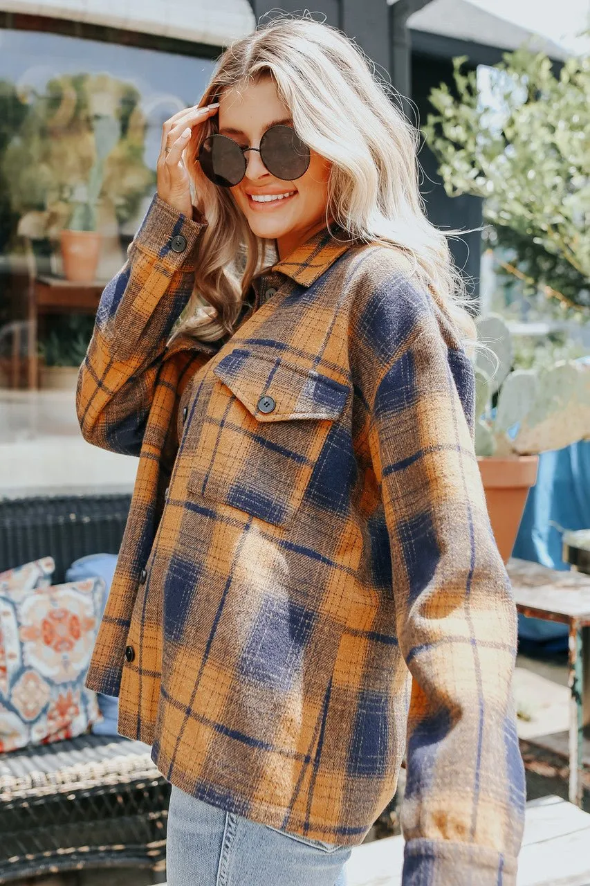 Sundance Navy & Orange Plaid Shacket - FINAL SALE