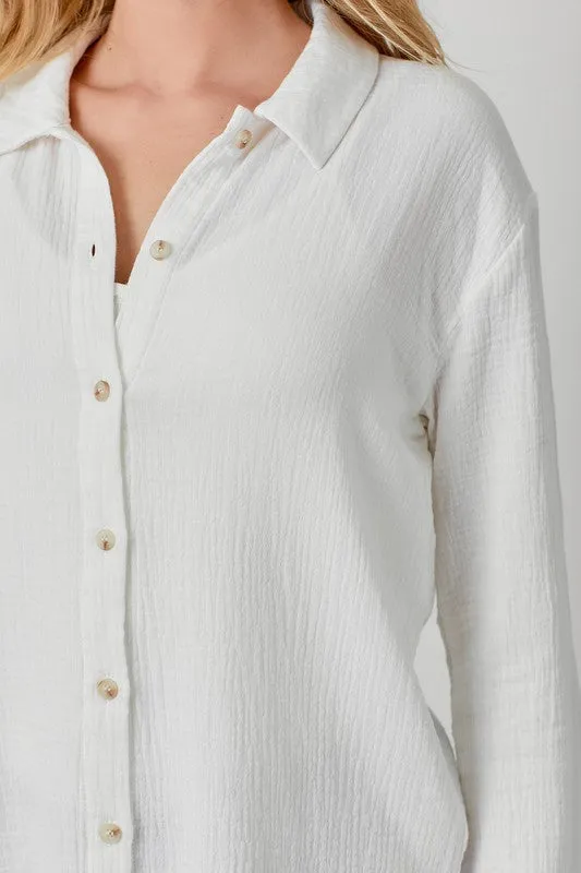 Textured Gauze Button Down