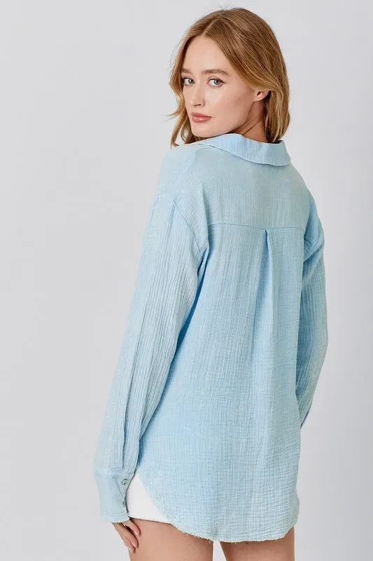 Textured Gauze Button Down