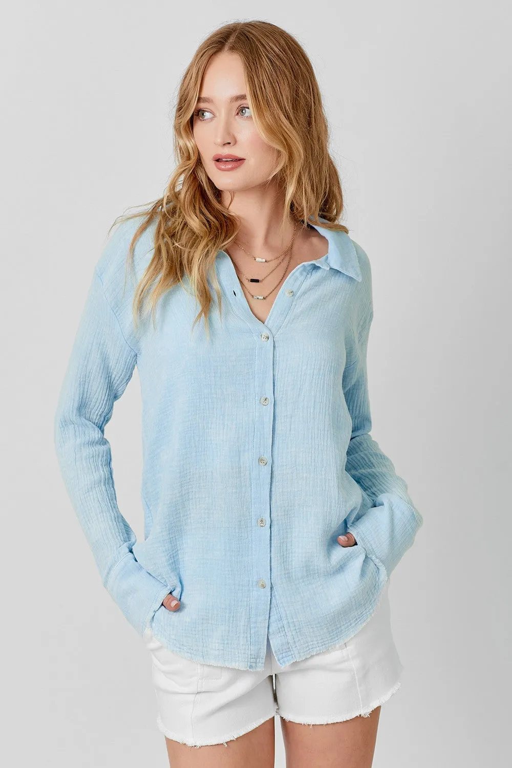 Textured Gauze Button Down