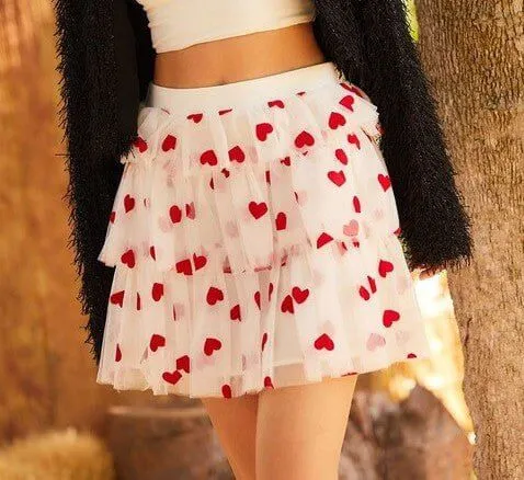 The Cupid Skirt: Mesh Heart Layered Skirt