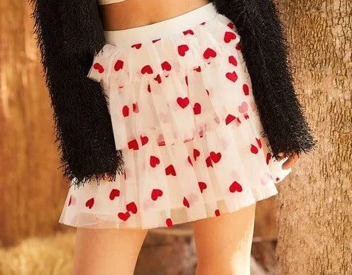 The Cupid Skirt: Mesh Heart Layered Skirt