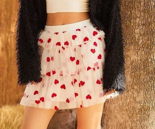 The Cupid Skirt: Mesh Heart Layered Skirt