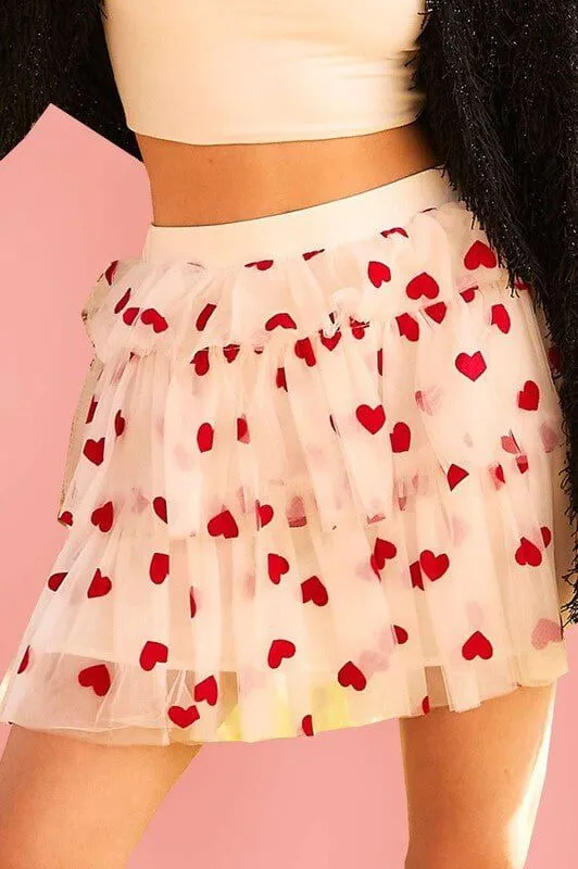 The Cupid Skirt: Mesh Heart Layered Skirt