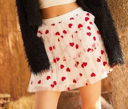 The Cupid Skirt: Mesh Heart Layered Skirt