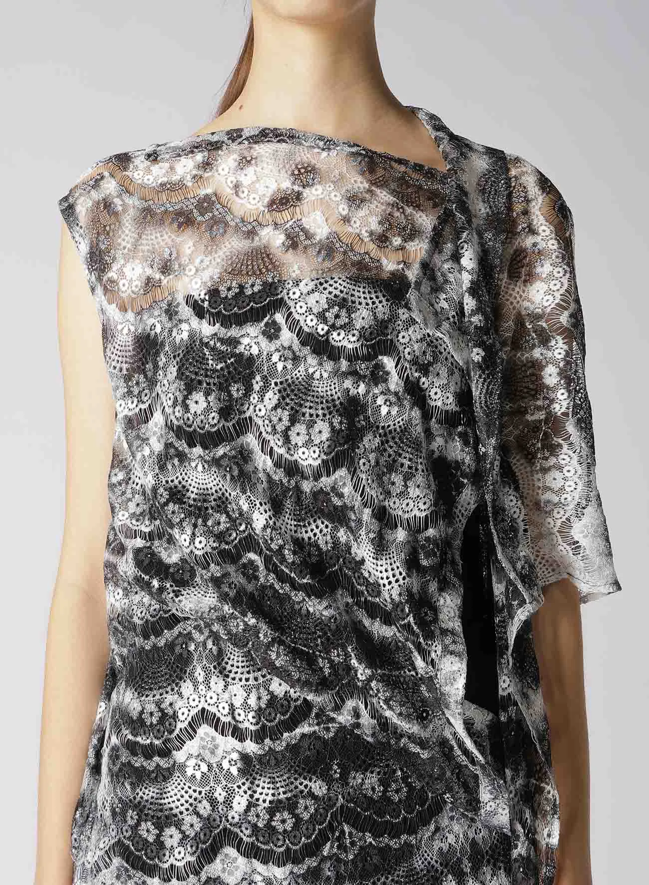 TIE DYE LACE WRAPPED SKIRT DRESS