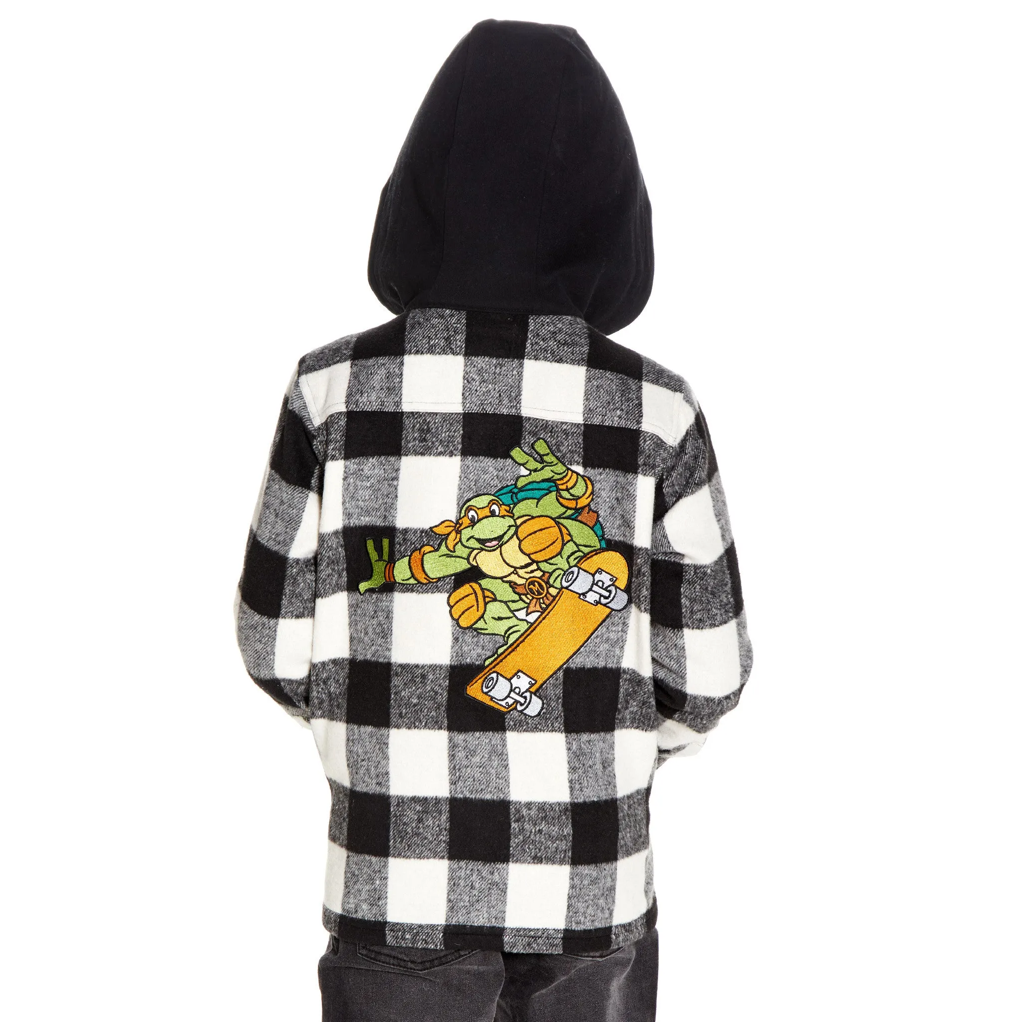 TMNT x Andy & Evan® | Buffalo Check Shacket | Black & Grey