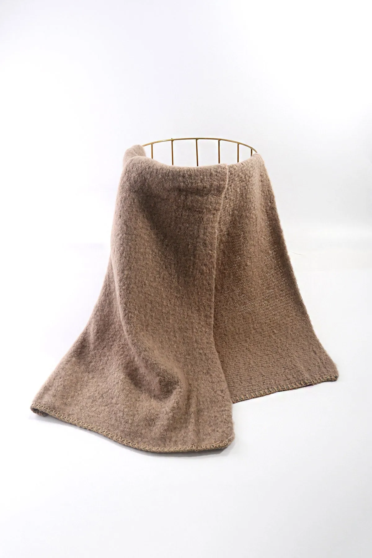 Top Stitch Detail Scarf in Beige