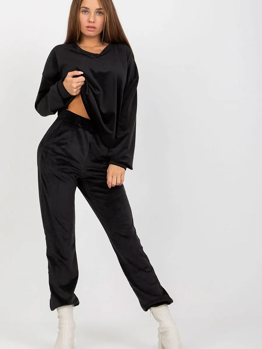 Velour Long Sleeves Blk Sweatshirt