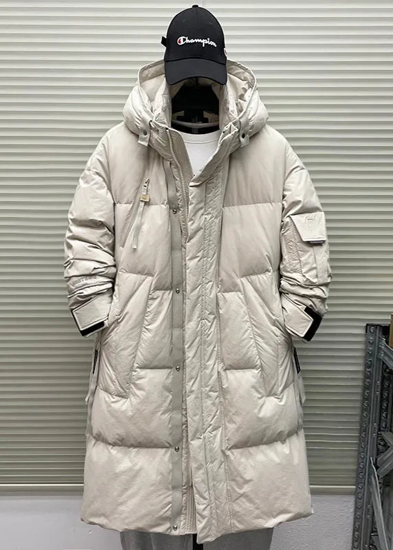 Vintage Red Hooded Zippered Pockets Duck Down Men Down Coat Winter RJ016