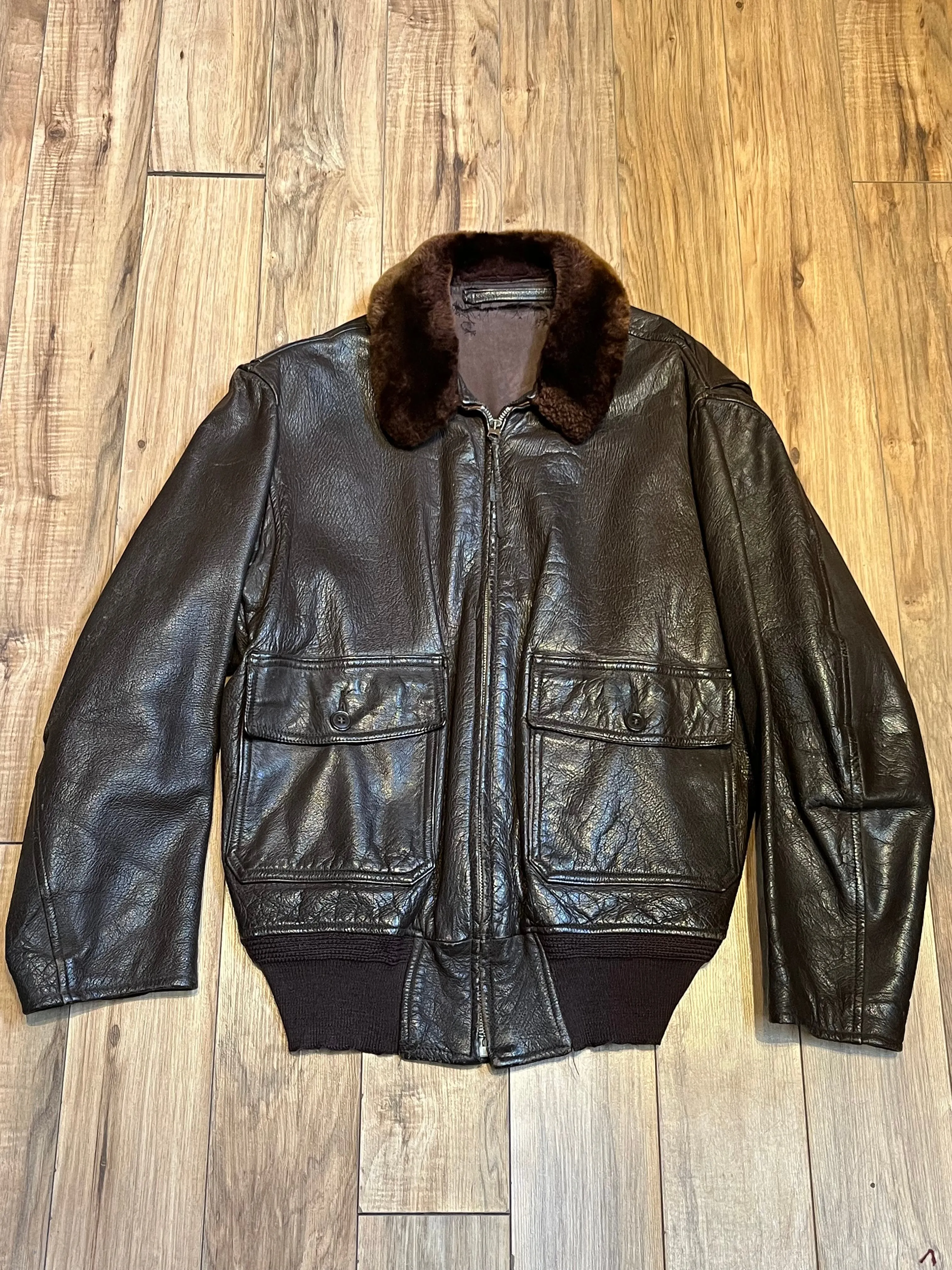 Vintage WW2 USN G-1 Brown Leather Flight Jacket, size 44 SOLD