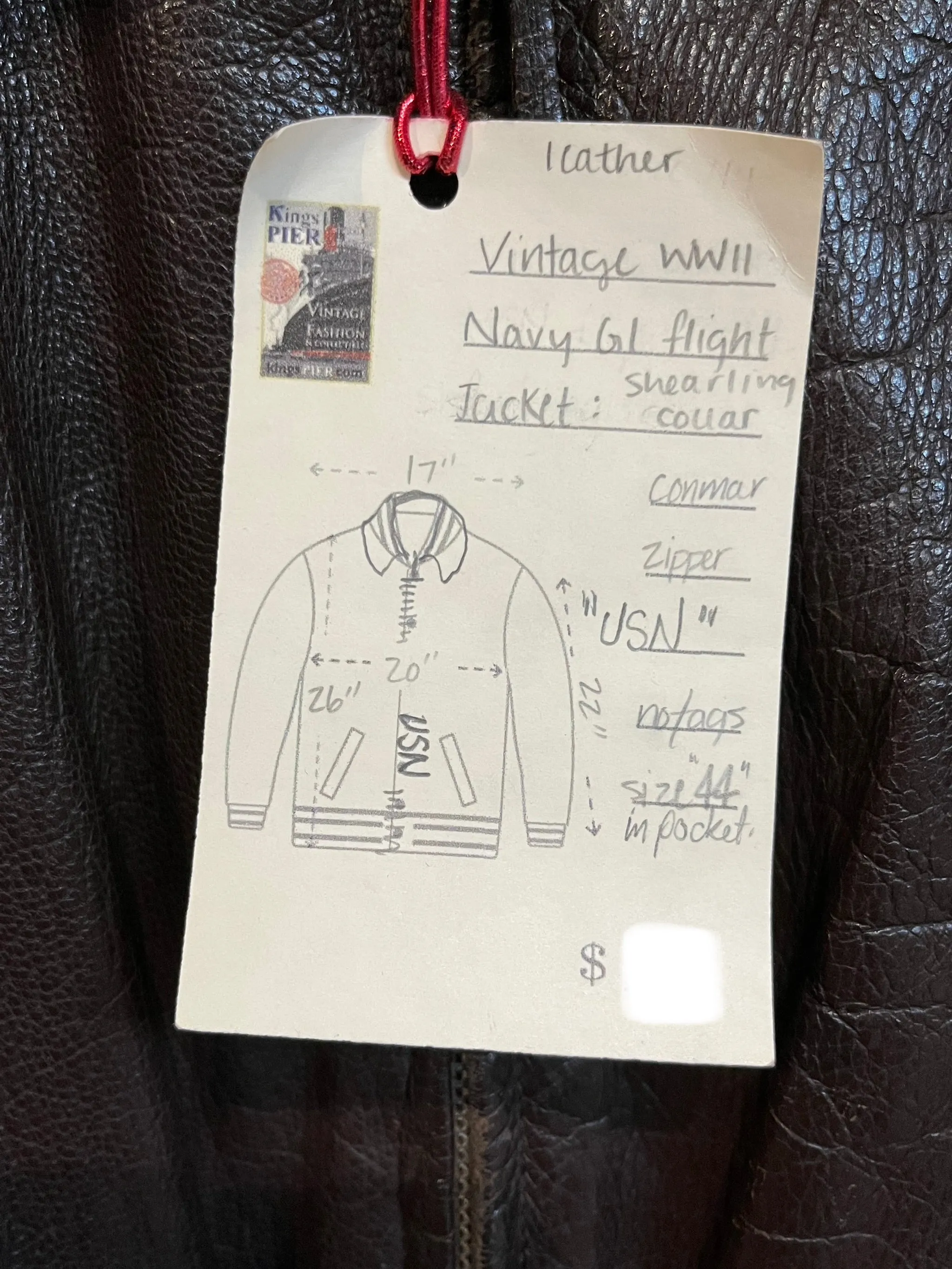 Vintage WW2 USN G-1 Brown Leather Flight Jacket, size 44 SOLD