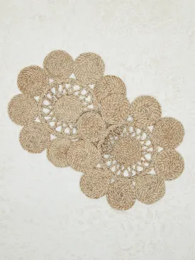 Westside Home Beige Floral Patterned Placemats (Set of 2)