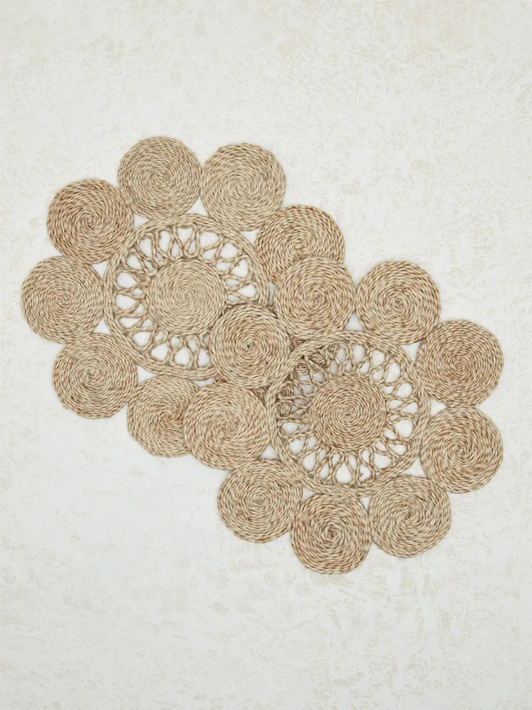 Westside Home Beige Floral Patterned Placemats (Set of 2)