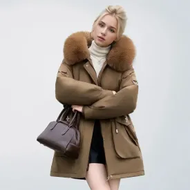 Winter weibliche Parkas 2024 neue abnehmbare innere Baumwoll jacke Frauen verdicken Pelz kragen Kapuzen mantel warmen Schnee tragen lange Parkas