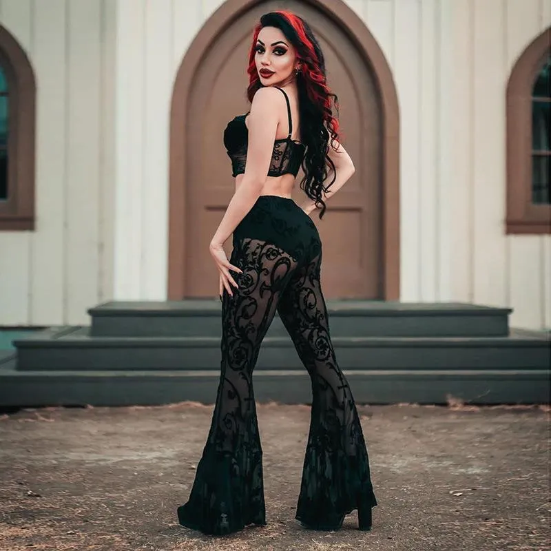 Women's Gothic Lace Patchwork Flared Pants
